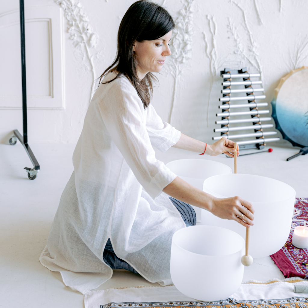 Woman Doing Sound Bath