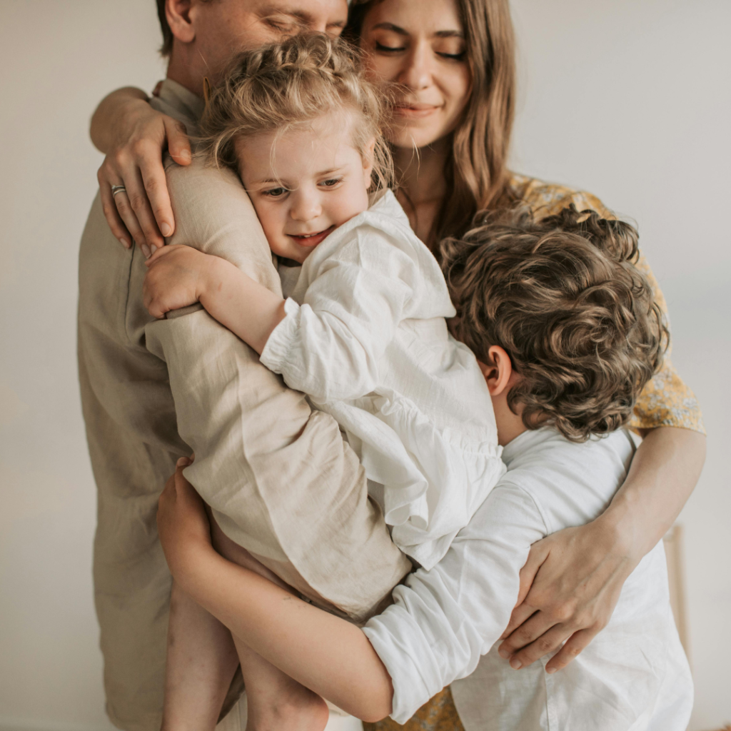 Family Hugging at Each Other