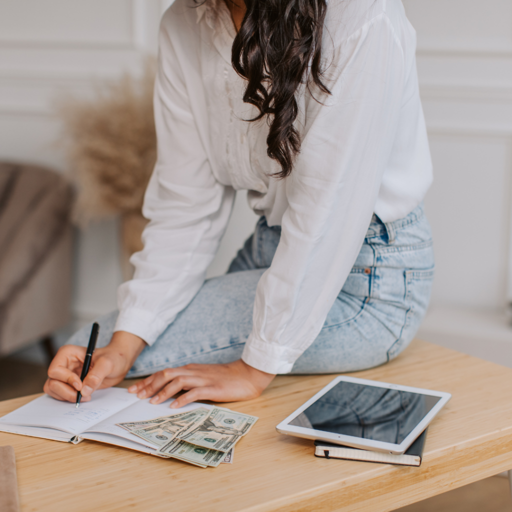 Woman Budgeting Her Cash