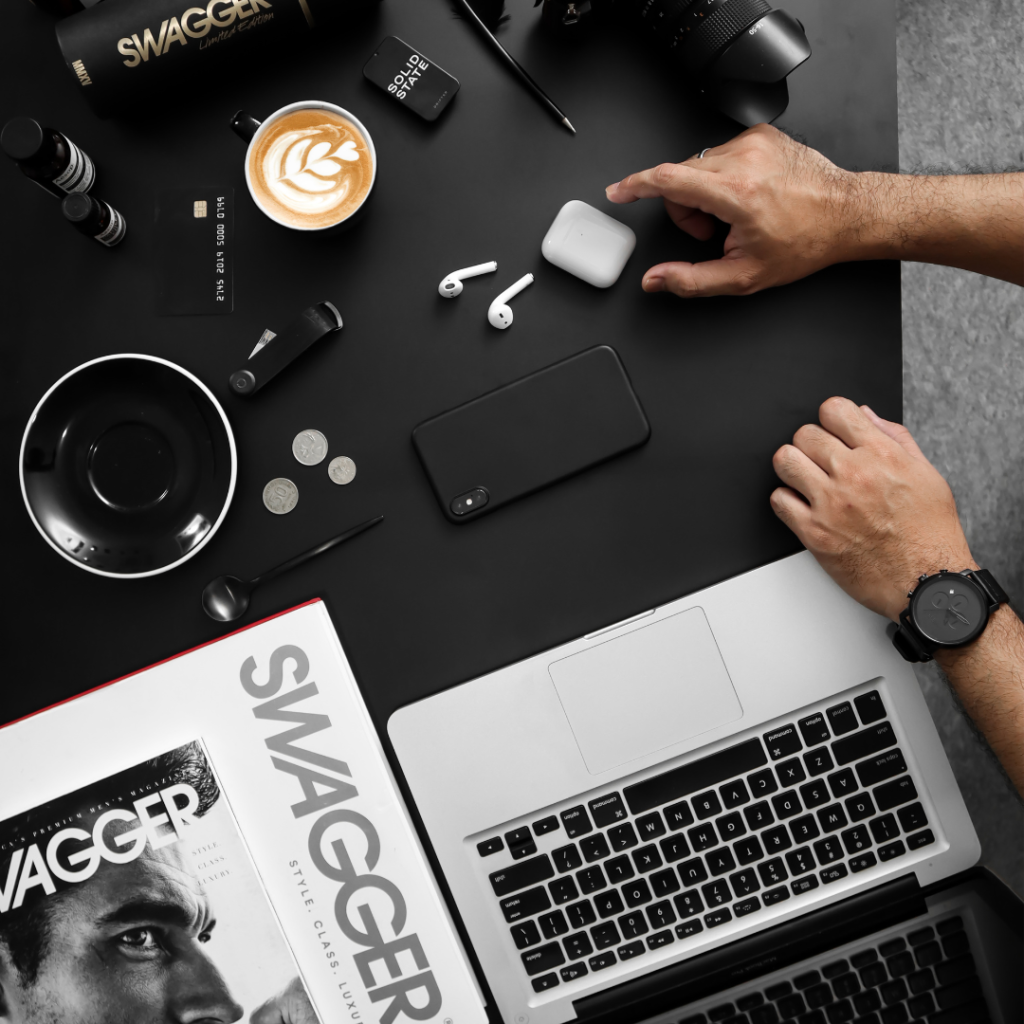 Top View of Assorted Gadgets on Desk