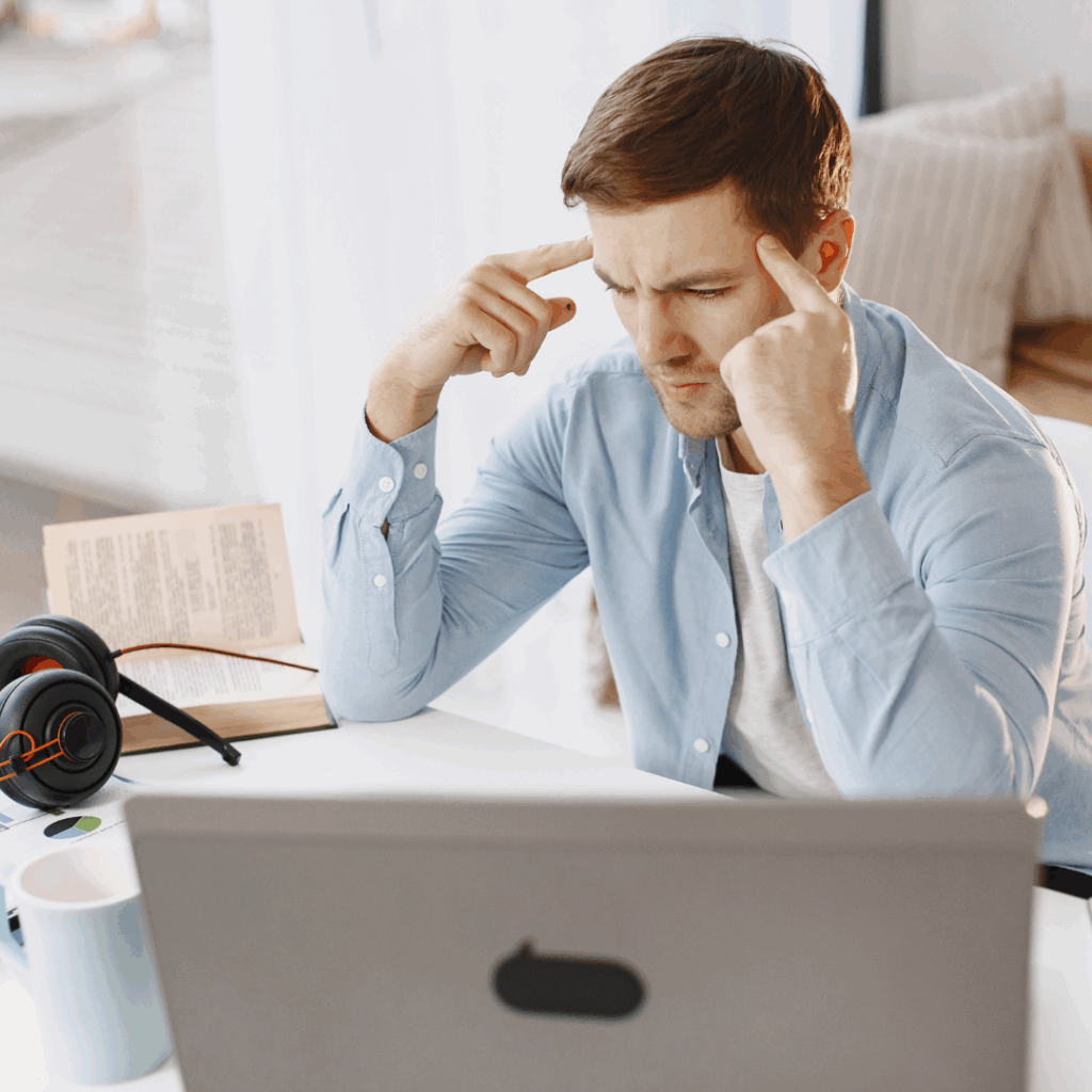 Man Trying to Focus